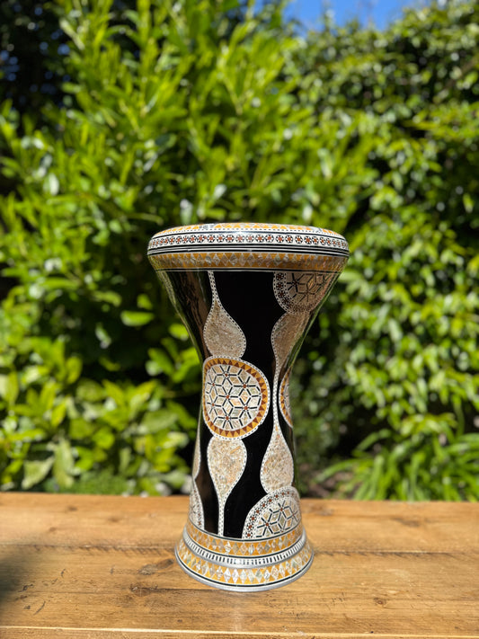 Gawharet El Fan Mother of Pearl Black Temple Darbuka (22cm Head)