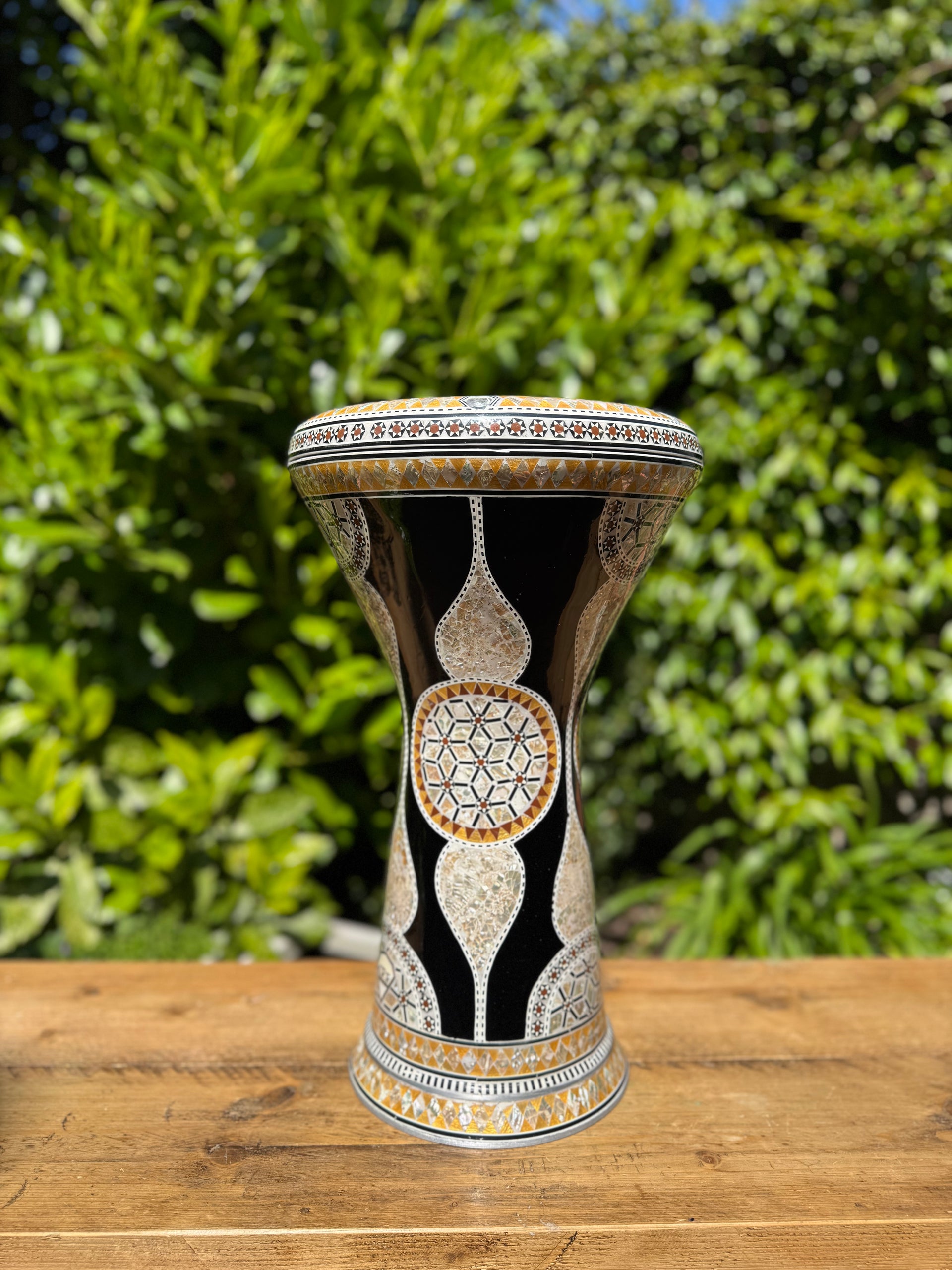 Gawharet El Fan Mother of Pearl Black Temple Darbuka (22cm Head