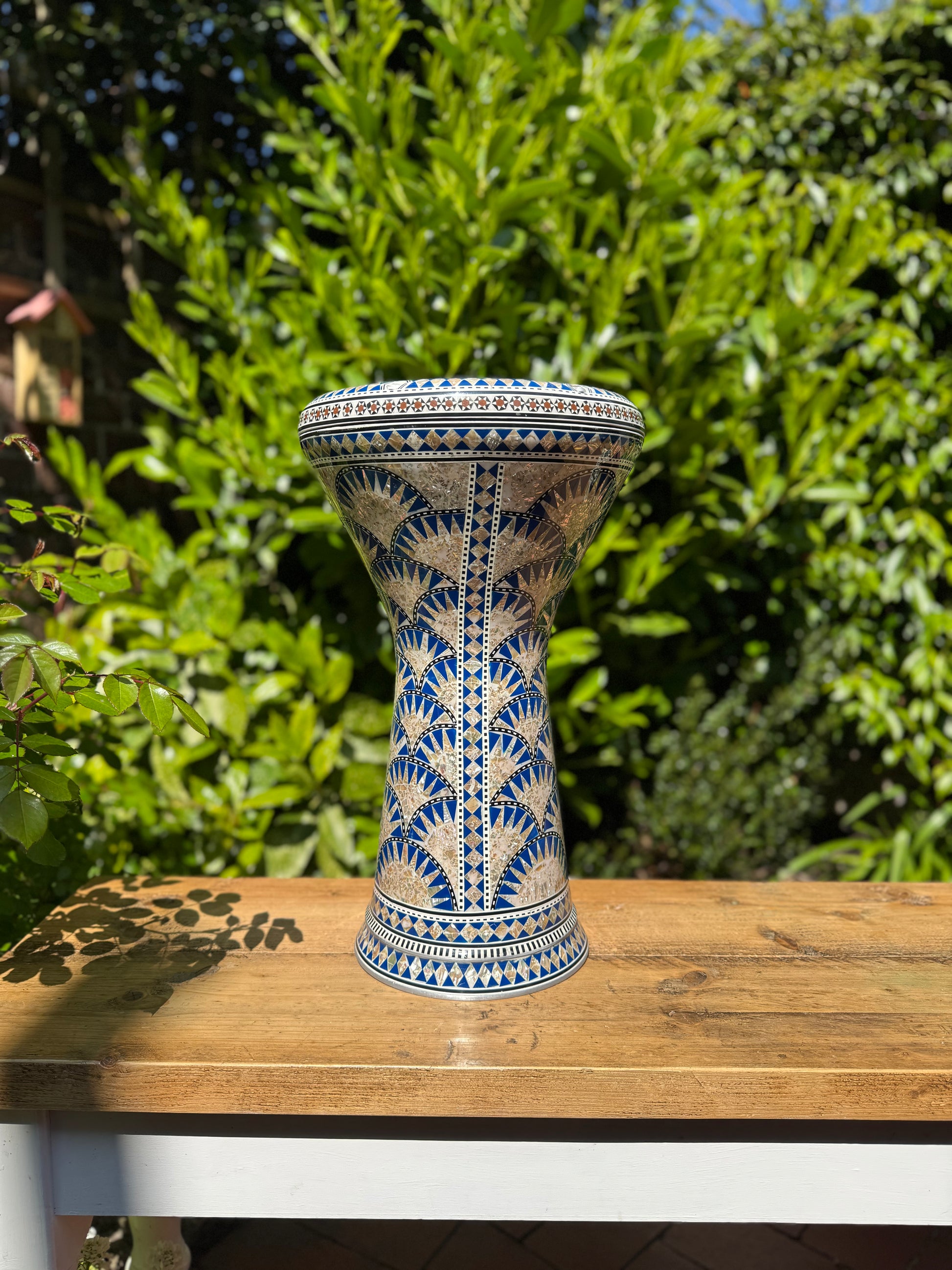 Gawharet El Fan Mother of Pearl Blue Lotus Darbuka (22cm Head Gawharet El Fan Mother of Pearl Blue Lotus Darbuka (22cm Head
